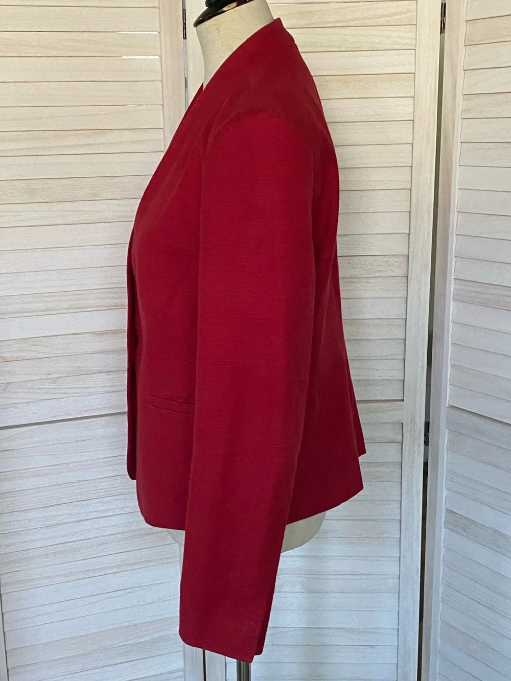LOFT Textured Collarless Single-Button Blazer SZ 8 - Picture 10 of 12